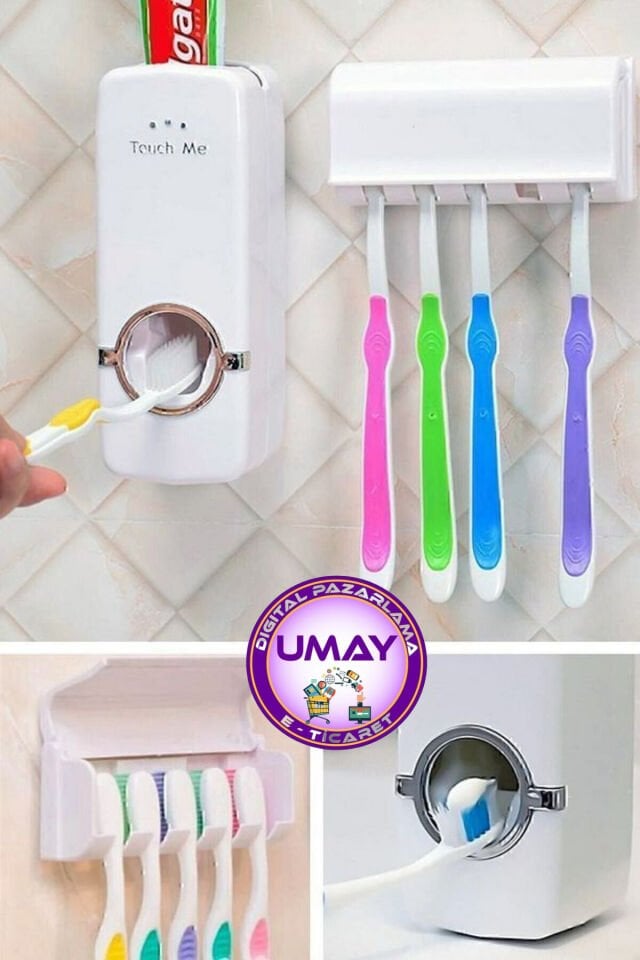 Otomatik Diş Macunu Sıkacağı ve 5 Adet Diş Fırça Yuvası Bulunan Diş Fırçalığı