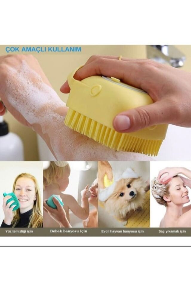 Çok Amaçlı Hazneli Silikon Duş Fırçası Masaj Etkili