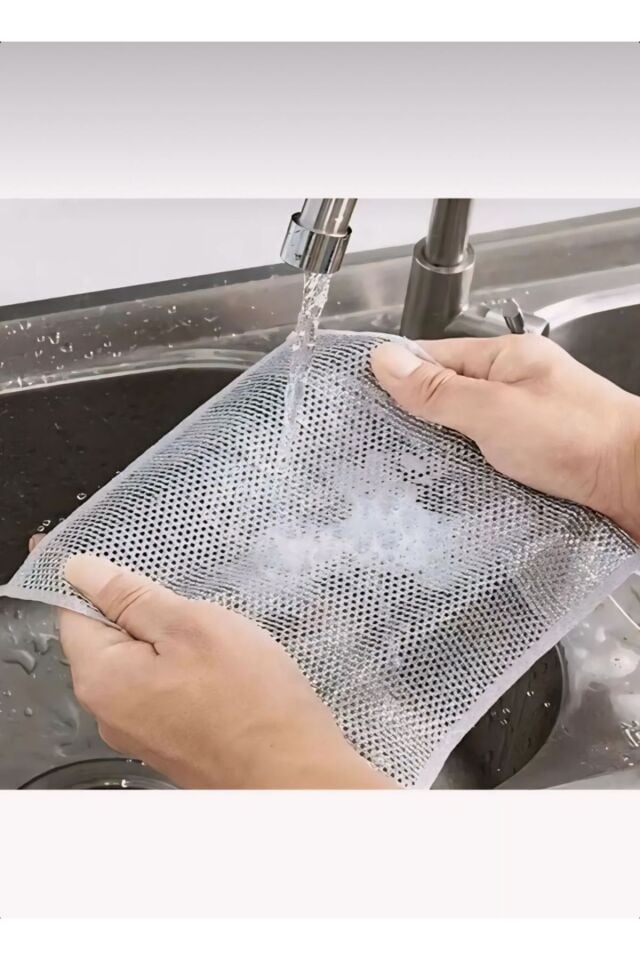 Çok Fonksiyonlu Çizilmez Tel Bulaşık Ovalama Bezi  /Çift Kat 1 Adet / Pratik Tencere Tava Ovma Bezi