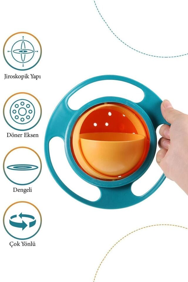 Dökülmeyen Mama Tabağı 360 Derece Dönen Yemek Kabı Tabak Anne Bebek Oyuncak