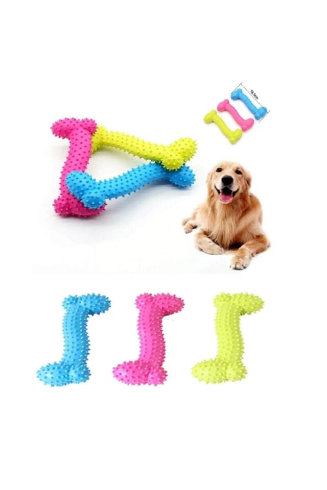 Evcil Hayvan Köpek Kemik Şeklinde Slikon Diş Kaşıma Isırma Oyuncağı