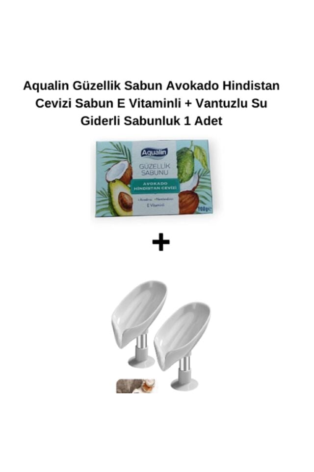 Güzellik Sabun Avokado Hindistan Cevizi Sabun E Vitaminli + Vantuzlu Su Giderli Sabunluk