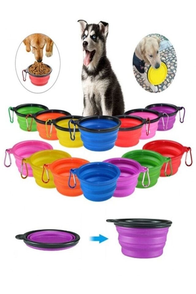 Katlanabilir Kedi Köpek Mama & Su Kabı Taşınabilir