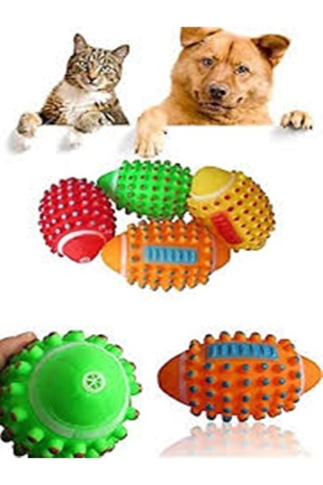 Kedi Köpek Isırma Topu Sesli Dikenli Top Tasarımı Ile Diş Kaşımaya Yardımcı Ve Sesli Oyuncak
