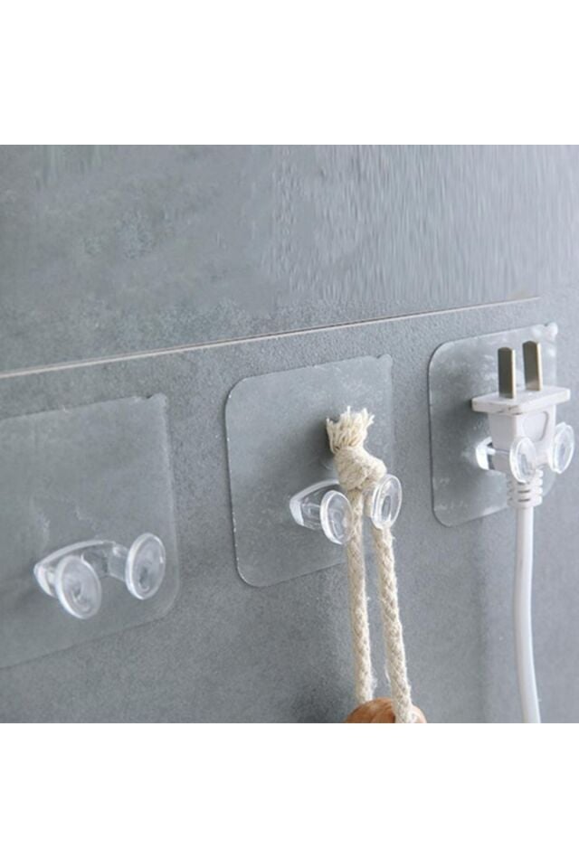 Pratik Güçlü Askı-fiş Askısı-banyo-mutfak Pratik Askı,duvar Yapışkanlı Güçlü Şeffaf Askı 5 Adet