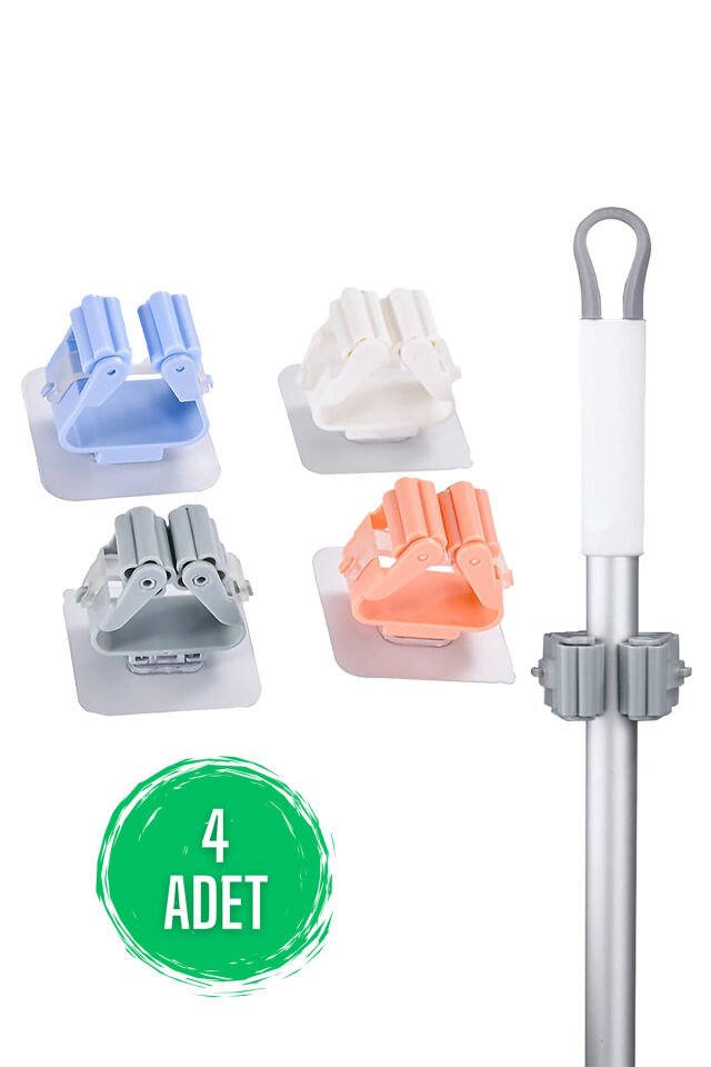 Mop Sapı Tutucu Yapışkanlı Temizlik Paspas Fırça Süpürge Asma Aparatı Banyo Mutfak Düzenleyici