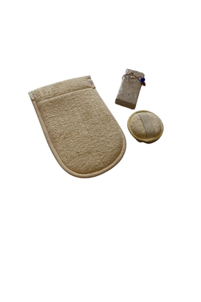 Doğal Kabak Lifi Vücut Kesesi, Doğal Kabak Lifi Yüz Lifi, Topuk Taşı 3 Lü Banyo Hamam Seti