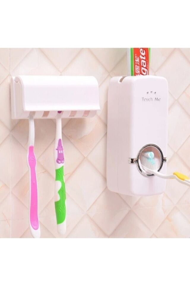 Diş Macunu Sıkacağı Ve 5'li Diş Fırçalığı Macun Sıkıcı Diş Fırçası Tutucu