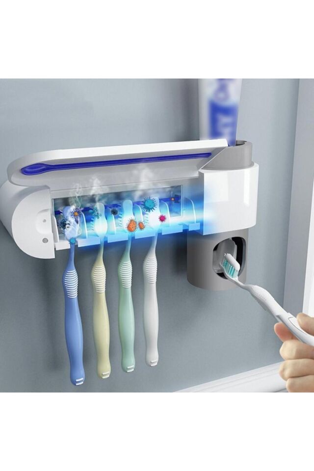 Dezenfeksiyon Diş Fırçası Tutucu Otomatik Diş Macunu Sıkma Beyaz Fv-568