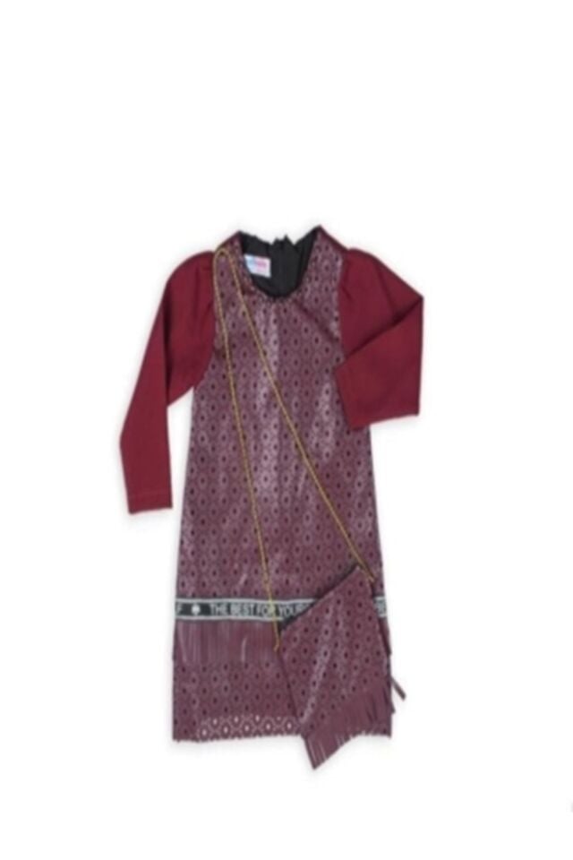 Deri Çantalı Gizli Fermuarlı Deri Çocuk Elbisesi