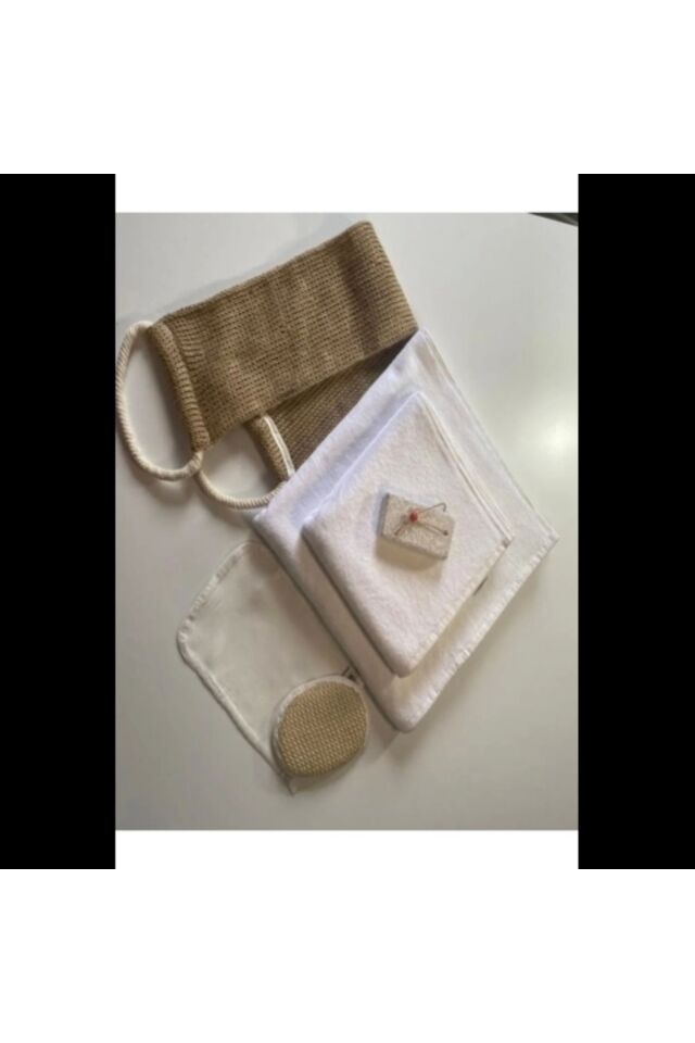 %100 Keten Sırt Lifi Yüz Lifi Kese Ponza Taşı 1. Sınıf Baş Ve Vücut Havlusu 6lı Banyo Hamam Seti