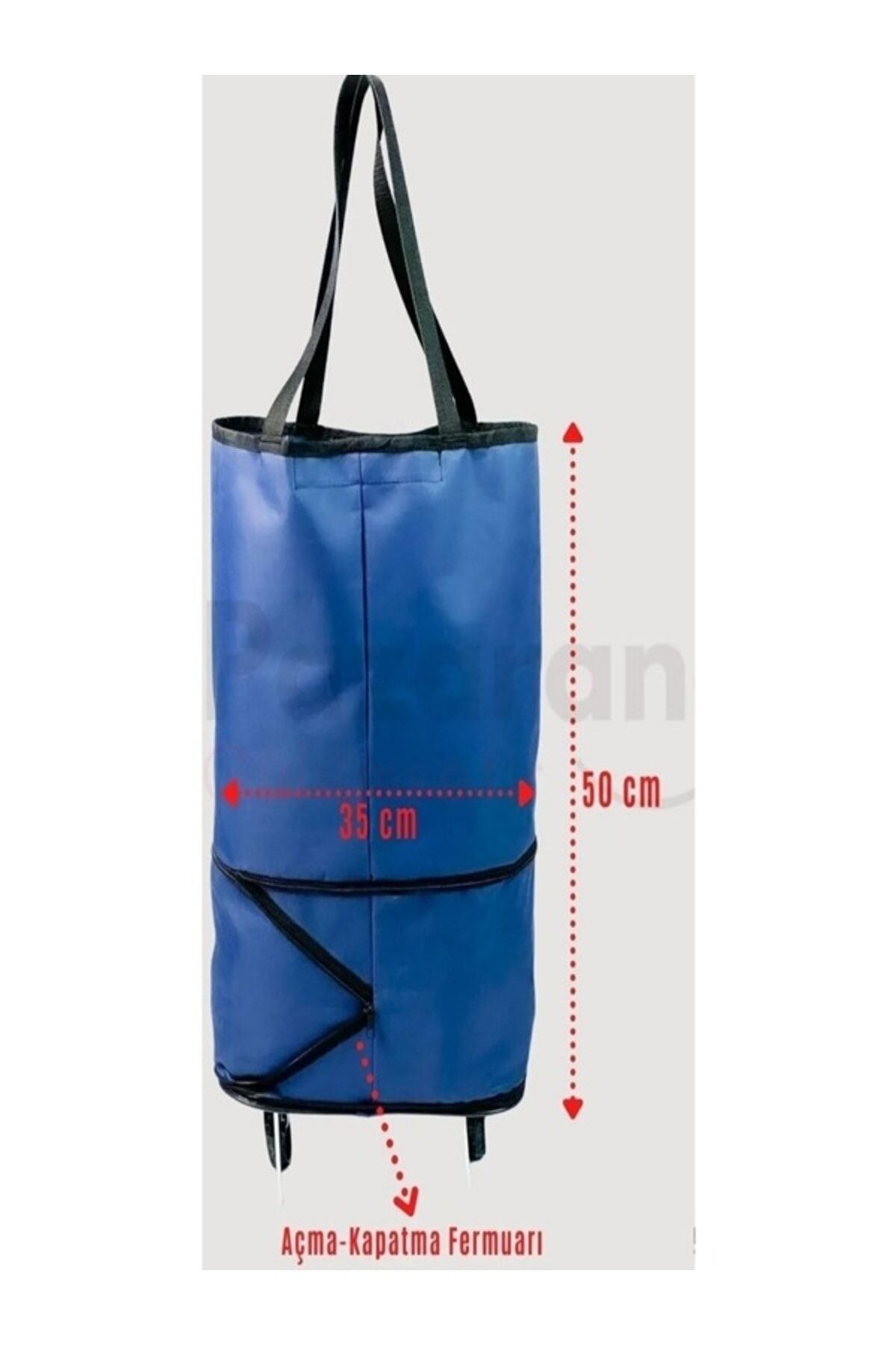 Pratik Katlanabilir Tekerlekli Çarşı Pazar Market Alışveriş Arabası Çantası Lacivert,taşıma Kolay