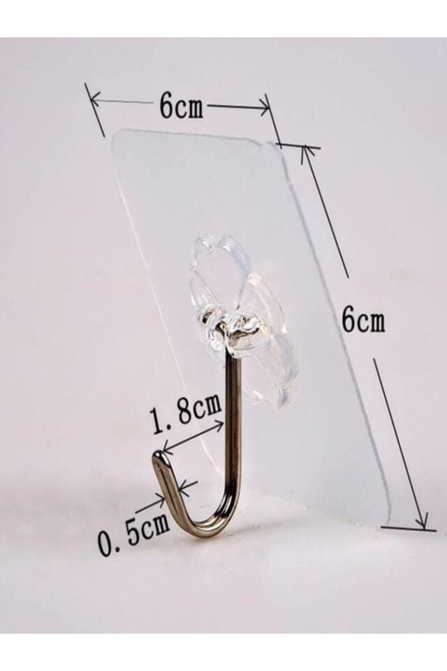 5 Adet 6x6cm Şeffaf Güçlü Kendinden Yapışkanlı Kapı Duvar Askıları Ağır Yük Taşıma