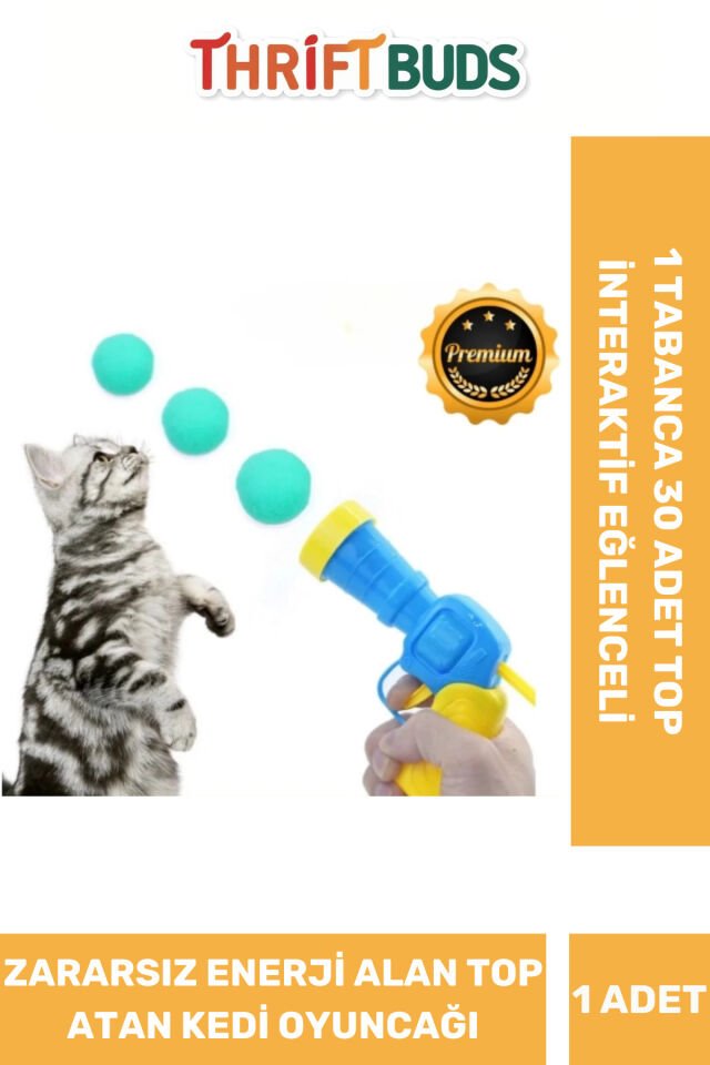Özel Üretim Tabancalı Hareketli Evcil Hayvan 30 Peluş Top Atan İnteraktif Eğlence Kedi Oyuncağı Seti