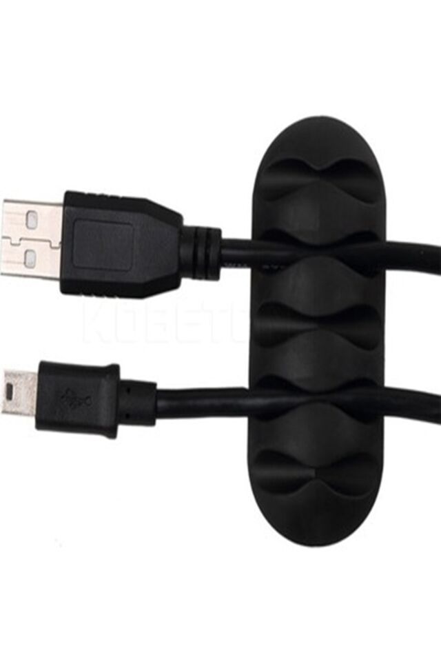 Kablo Tutucu 5 Kanallı Siyah Yapışkanlı Kablo Düzenleyici 3 Adet