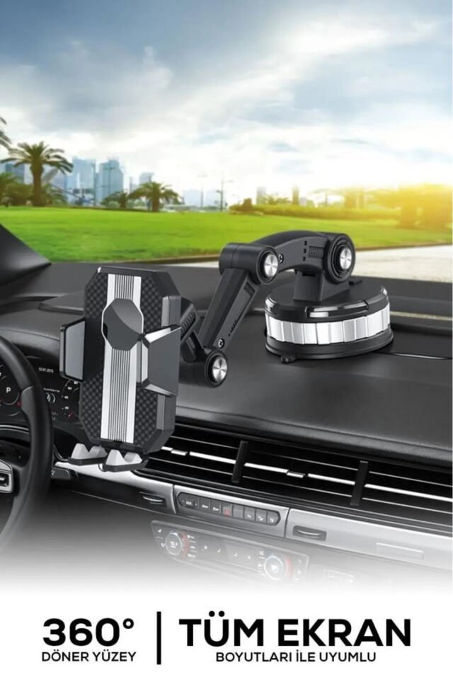 Robotik 360° Derece Araç İçi Telefon Tutucu Tam Vakumlu