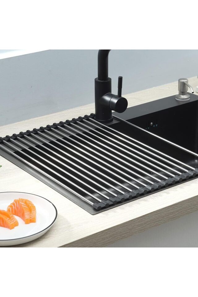 Gkcx Home Evye Üstü Katlanır Nihale Paslanmaz Çelik Pratik Sebze Meyve Bulaşık Kurutma Süzgec