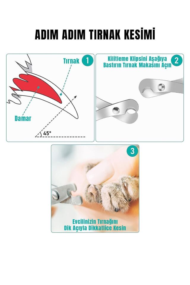 Evcil Hayvan Tırnak Kesme Düzeltme Aleti Kedi Köpek Pedikür Manikür Bakım