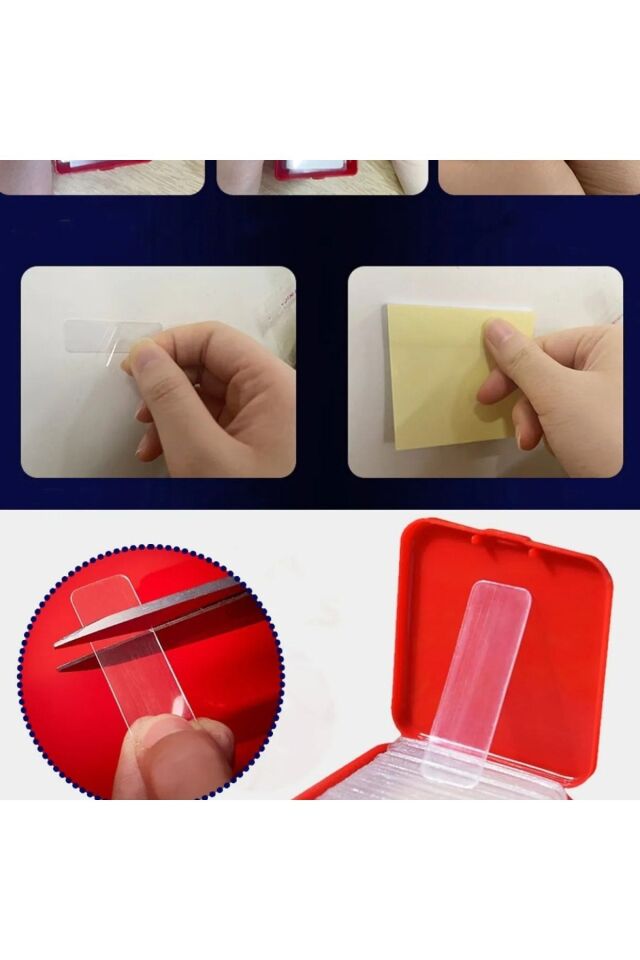 Premium Süper Güçlü Yapışkan Kolay Çıkarılabilir Çok Amaçlı 60 Parça Çift Taraflı Şeffaf Bant