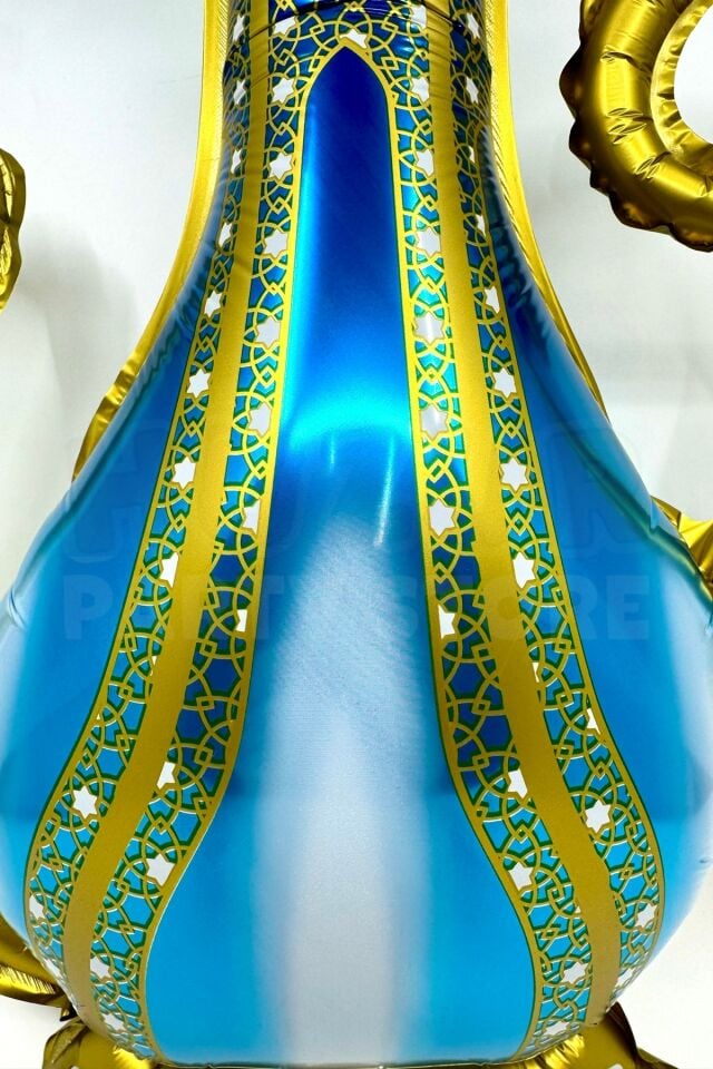 Şerbetlik Ramazan Folyo Balon Parlak 43x50 cm Turkuaz Gold Hoşgeldin Şerbeti İslami İbrik Süsü