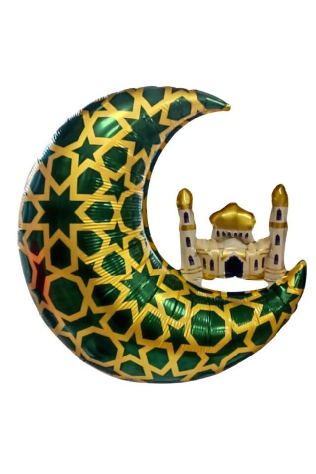 Ay Kubbe Yeşil Folyo Balon 65,5*63Cm - Hoşgeldin Ramazan Süsleri - Ramazan Süsleri - Ramazan Balon