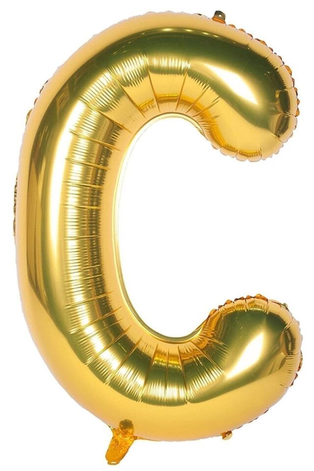 Folyo Balon C Harfi Helyum Balon 36 Cm Gold Renk - C Harf Balon - Harf Folyo Balon