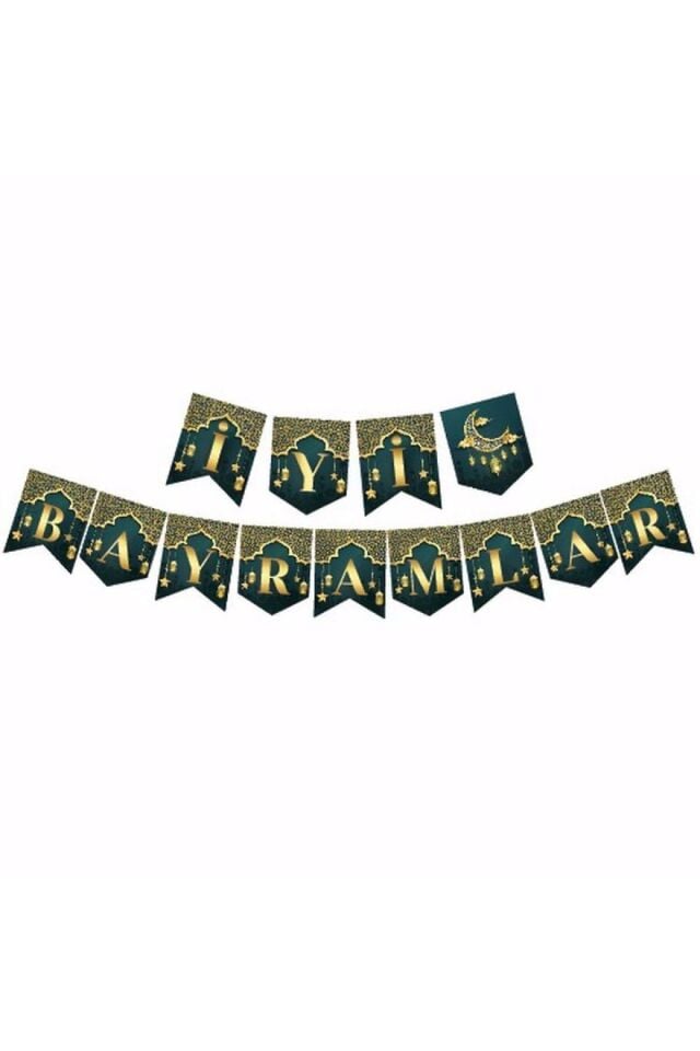 İyi Bayramlar Yazılı Zikzak Banner Yazı 2 Metre Muslim Festival Ramazan Bayramı Dini İslami Süsü