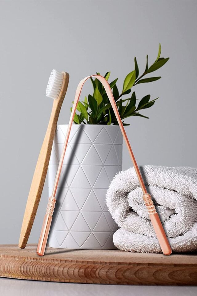 Dil Temizleyici Alet Bakır Ağız Bakım Fırçası Dil Plak Temizleme Dil Sıyırıcı Hijyenik Demir