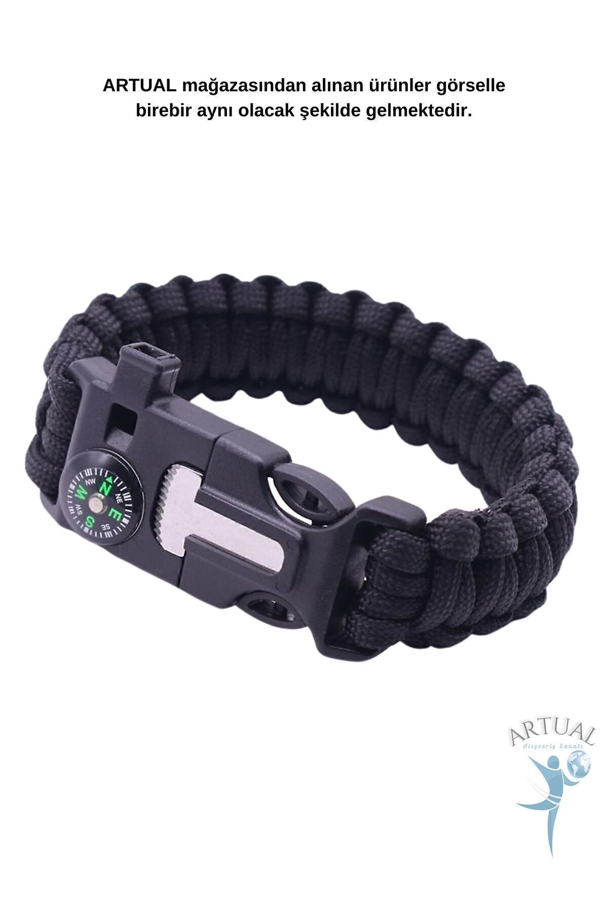 Paracord Pusulalı Survival Hayatta Kalma Kamp Bilekliği Ateş Başlatıcı Outdoor Gaddar Bileklik