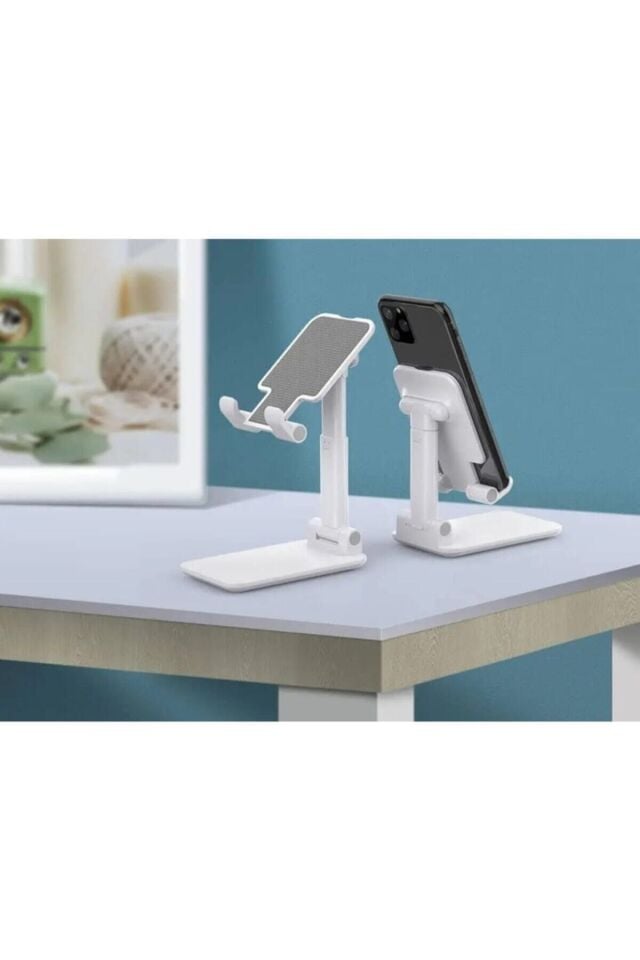 Masaüstü Telefon Tutucu Stant Masaüstü Tablet Tutacak Şarj Standı Beyaz