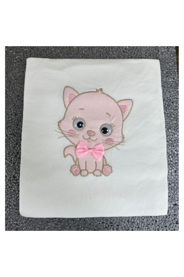 Penye Bebek Battaniyesi Yazlık Kedi Figürlü 85x95