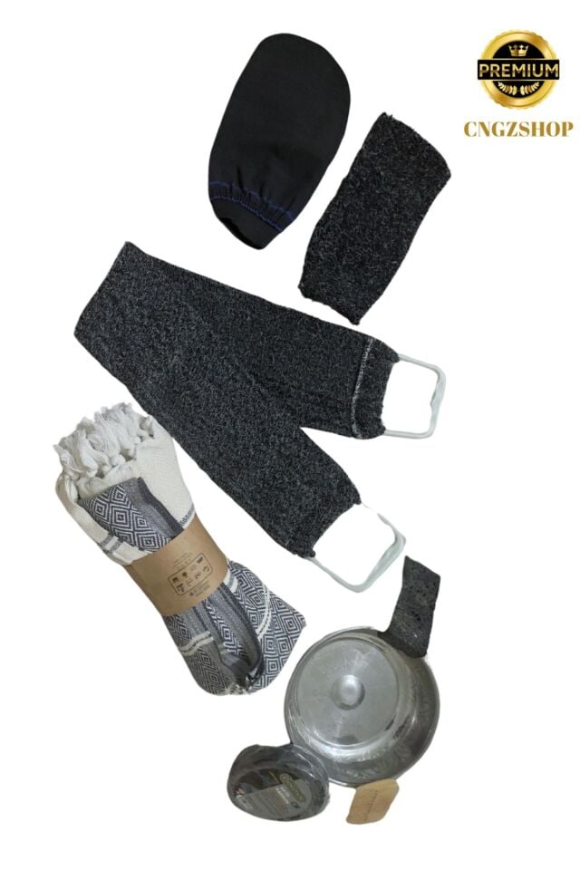 Lüx Peştemal,Floş Kese,Hamam Tası,Sert Vücüt ve Sırt Kesesi,Süngerli Sabun,Ahşap Tarak,Volkanik Taş