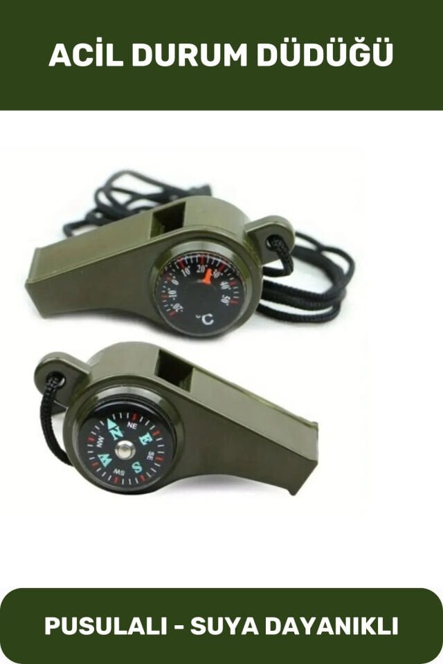 Hayatta Kalma Acil Durum Düdüğü Yüksek Sesli Kamp Deprem Doğa Dağcılık Pusulalı Çok Fonksiyonlu