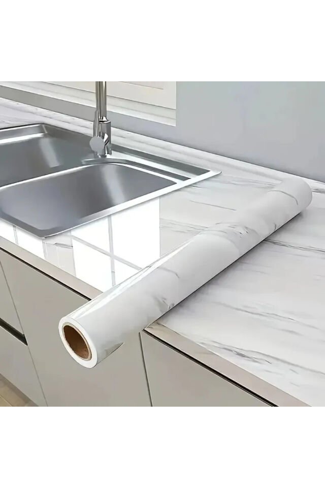 Mermer Desenli Kaplama Kağıt 5 Metre Mermer Görünümlü Kendinden Yapışkanlı Folyo