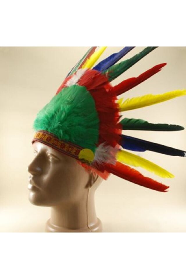 Renkli Kızılderili Başlığı Şapkası