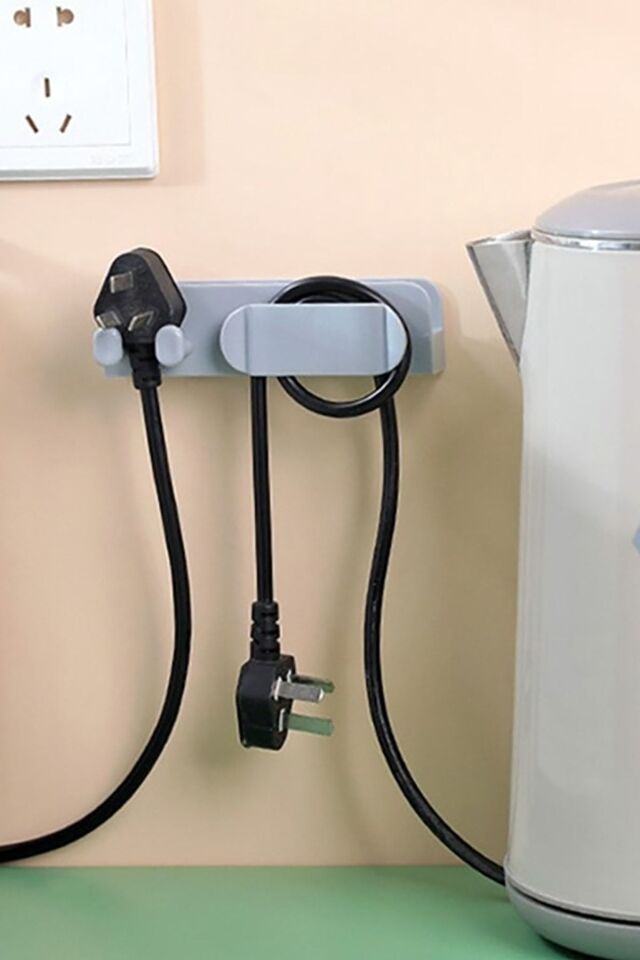 Telefon Standı Plastik Duvar Üstü Sabitleyici Kaybolmayan Şarj Priz Askısı Kablo Tutucu